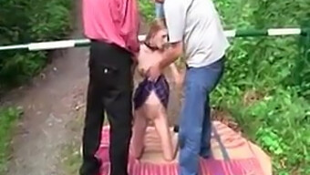 Public Girl Gets Hogtied In Outdoor Sex