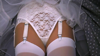 Lingerie Lover'S Dream: White Seamed Stockings And Lace Panties