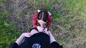 18+ Amateur Teen Gives A Handjob In A Public Outdoor Setting