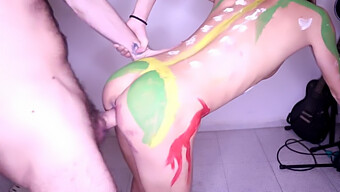 Titless Amateur Gets Painted In This Amateur Video